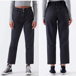 Pacsun Size 25 Faded Black High Waisted Paperbag Jeans Ankle Distressed denim